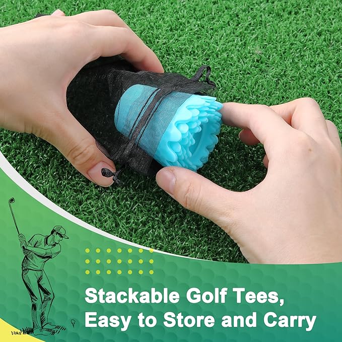 8 Pack Simulator Golf Tees, TPU Unbreakable Material, Height from 1/4" to 2", Suitable for Indoor, Outdoor, Winter, Golf Mats, Turf and Driving Range