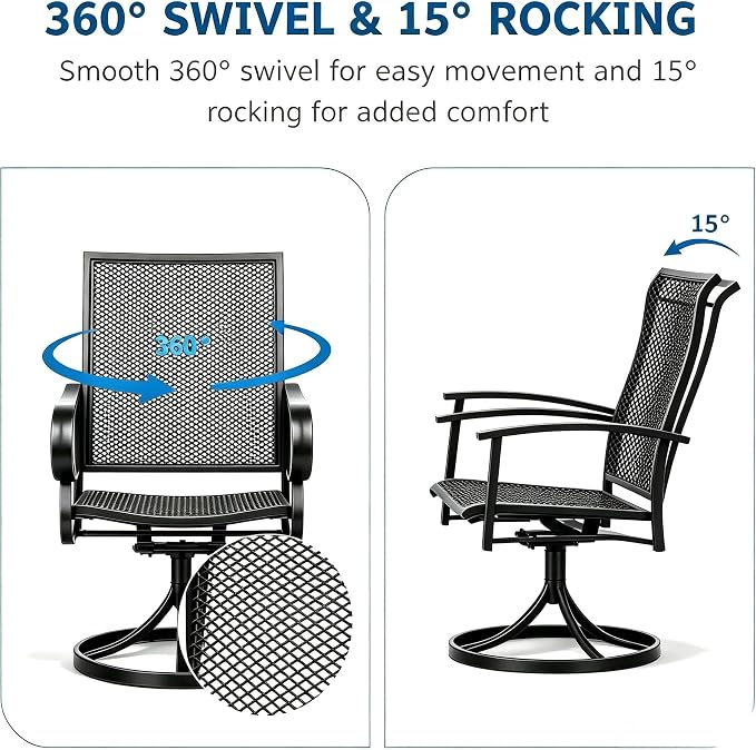 Outdoor Patio Dining Chairs Set of 6, All-Weather Metal Mesh Chairs - Image 6
