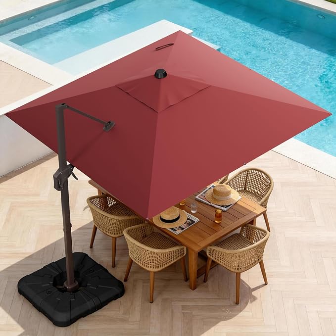 10' X 10' Patio Umbrella Cantilever Outdoor Rectangle Umbrella, Heavy Duty - Image 9