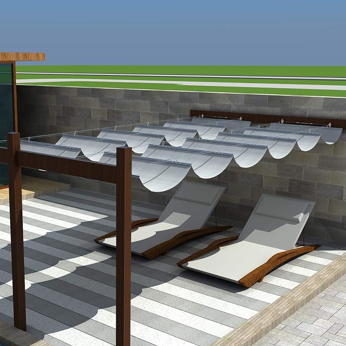 Windscreen4less 4' x 28' Retractable Sun Shade Canopy Cover Sliding Wave Shade - Image 7