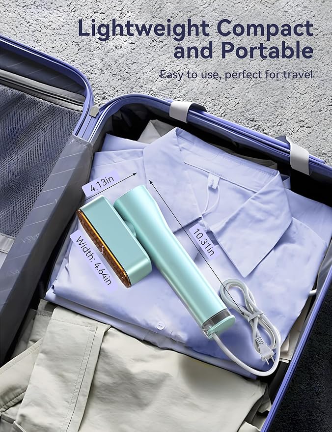 Steamer for Clothes,Sundu Portable 2-in-1 Travel Steamer&Iron,15s Fast Heat-up,100ml Water Tank,Ironing Gloves,25 Min Powerful Continuous Steam,1200W&4 Modes Light Steam Iron for Travel&Home(Green)