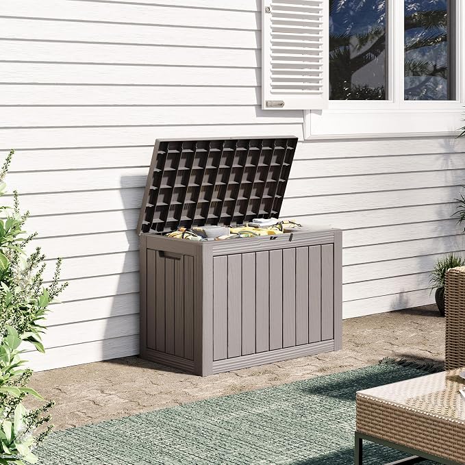 55 Gallon Outdoor Storage Box, All-Weather Resin Deck Box Outdoor Waterproof - Image 7