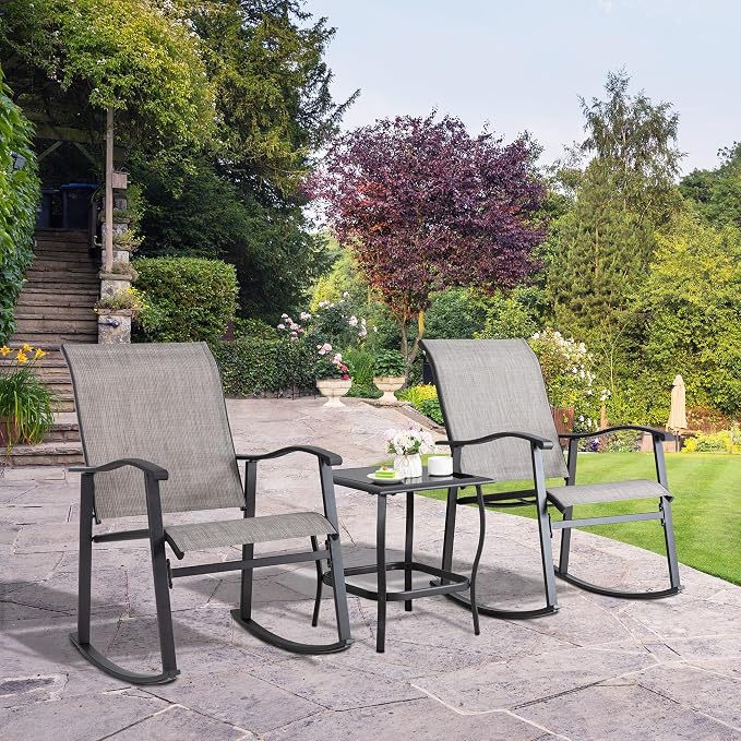 Shintenchi 3 Piece Rocking Bistro Set, Outdoor Furniture - Image 7