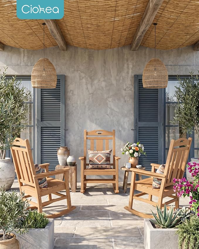 Oversized Outdoor Rocking Chair, 380lbs Heavy-Duty Large Patio Rocker, Weather - Image 8