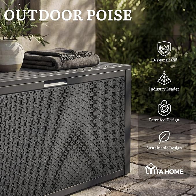 YITAHOME 95 Gallon Large Outdoor Deck Box | Lockable Waterproof Resin Storage - Image 9