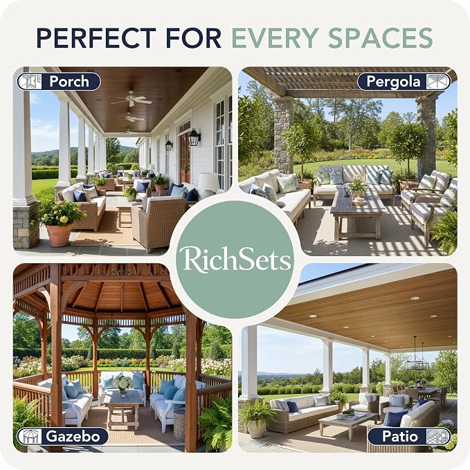 Gazebo Curtains Outdoor Waterproof 6 Panels, Porch Sun Shade | Weatherproof & - Image 8