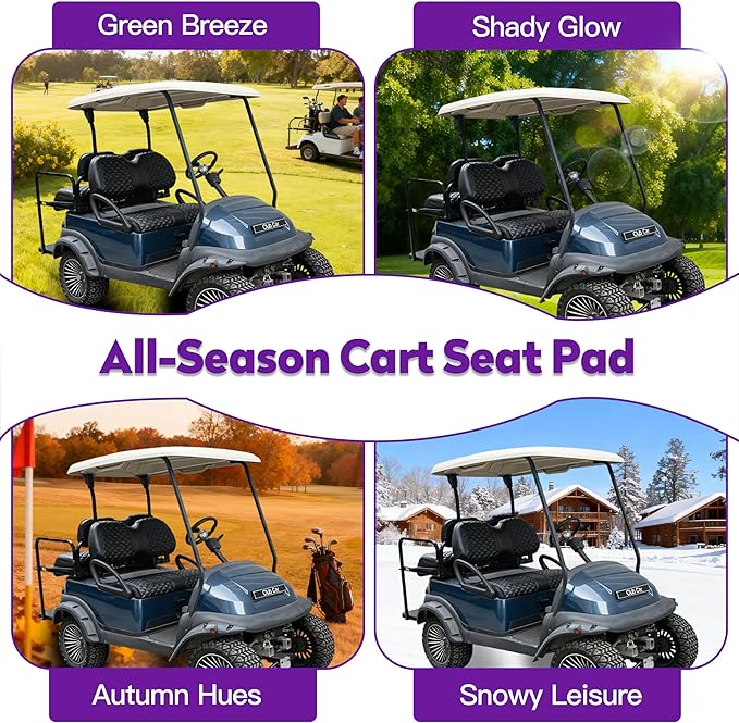Club Car Precedent seat Cover,Fit forClub Car Precedent,Vinyl seat Cover, Diamond Texture, Easy to Install Golf cart Accessories, no Staples Required(Black&Black Stitch)