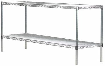 Omega Shelving Storage | 2 Tier Starter Shelving Unit 21" Deep x 42" Wide x 14" High - 800 lb Weight Capacity per Shelf, Adjustable Wire Shelving, Tool-Free Assembly |Chrome Shelving