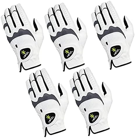 HIRZL Trust Hybrid – Men’s All Weather Golf Glove | Kangaroo Leather | Ultimate Grip and Ergonomic Fit, White/Black (Pack of 5)
