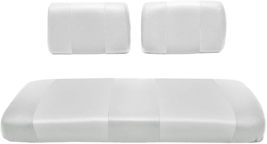 Seat Cover Replacement for Yamaha G-2/G-9 Golf Cart - Front Bench Seat - Premium Marine Vinyl -5 Panel Stitching - Staple On Installation - Two-Tone Golf Cart Seat Covers (White)