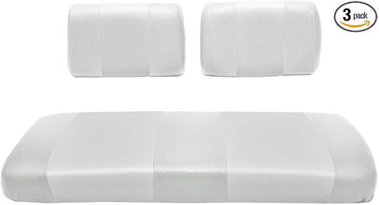 Seat Cover Replacement for Yamaha G-16/G-22 Golf Cart - Front Bench Seat - Premium Marine Vinyl - 5 Panel Stitching - Staple On Installation - Two-Tone Golf Cart Seat Covers (White)