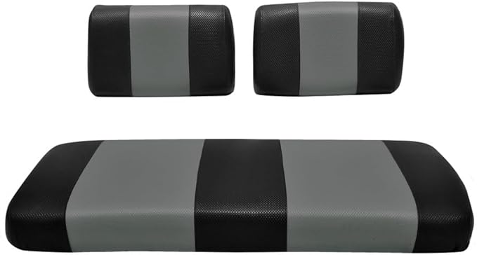 Seat Cover Replacement for Yamaha G-16/G-22 Golf Cart - Front Bench Seat - Premium Marine Vinyl - 5 Panel Stitching - Staple On Installation - Two-Tone Golf Cart Seat Covers (Black & Charcoal)