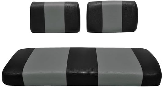 Seat Cover Replacement for Yamaha G-16/G-22 Golf Cart - Front Bench Seat - Premium Marine Vinyl - 5 Panel Stitching - Staple On Installation - Two-Tone Golf Cart Seat Covers (Black & Charcoal)