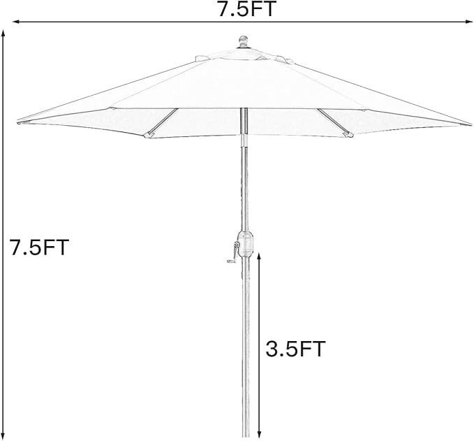 Sunnyglade 7.5' Patio Umbrella Outdoor Table Umbrella Tilt Crank Black | Market - Image 7
