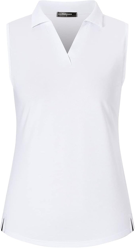Womens Sleeveless Golf Polo Shirts Lightweight Tennis Sport Tops
