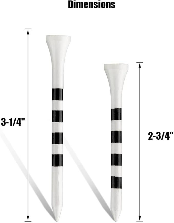 MAZEL Natural Wood/Bamboo Golf Tees 2 3/4 Inch & 3 1/4 Inch,Pack 50 or 120,Reduce Friction & Side Spin,More Stable Golf Tees