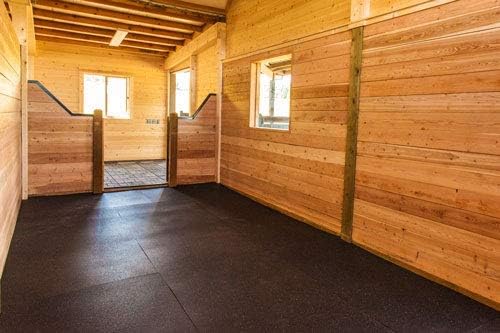American Floor Mats - Heavy Duty Stall Tiles - Stable/Horse Tiles - Thick, Durable Rubber Flooring Solid Black 8' x 12' Set 3/4" Thick (24 Tiles Total)