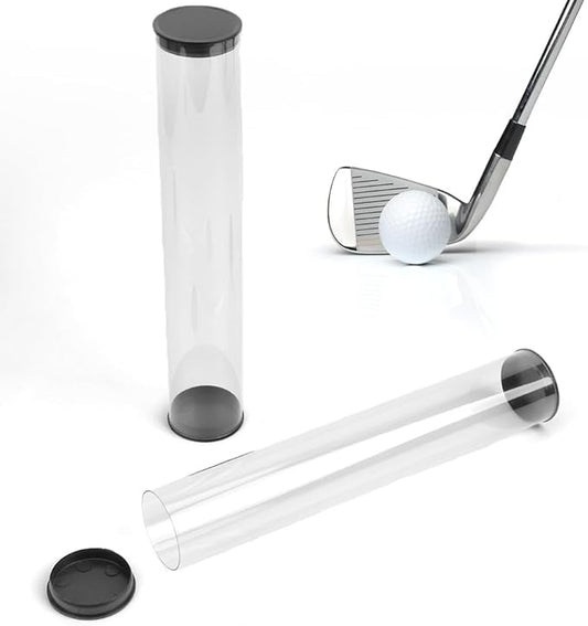 2 Pack Clear Tube Golf Ball Storage Case, Golf Barrel Clear Tubes, Portable with Caps Golf Ball Cases for Home Store Display Use, Hold 6 Golf Balls, 10.2" L x 1.8" W