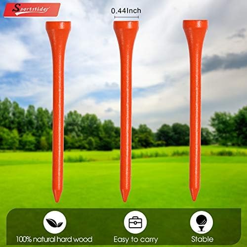 sportstider Golf Tees, 2 3/4 Inch, 77 Count, Professional Deluxe Wooden Golf Tee,More Than 20 Colors Combination, Natural Hard Wood Golf Tee