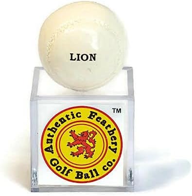 Authentic Feathery Lion Half Golf Ball in Resin Showing Feathers Paperweight