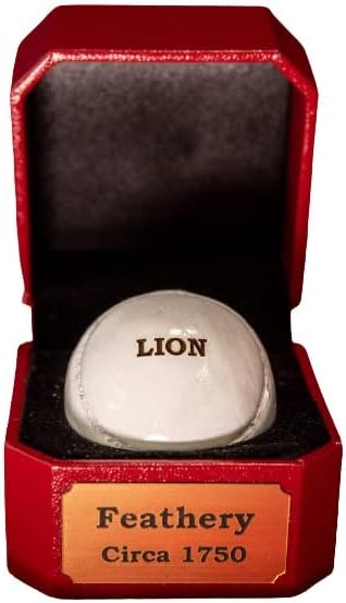 Authentic Feathery Lion Half Golf Ball in Resin Showing Feathers Paperweight