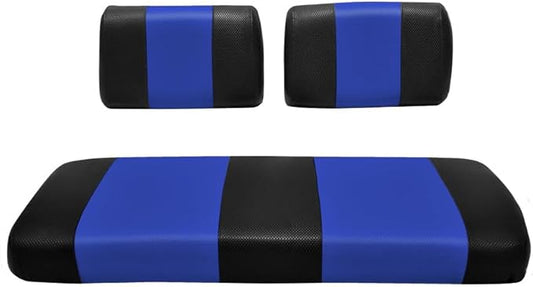 Seat Cover Replacement for Yamaha G-2/G-9 Golf Cart - Front Bench Seat - Premium Marine Vinyl -5 Panel Stitching - Staple On Installation - Two-Tone Golf Cart Seat Covers (Black & Blue)