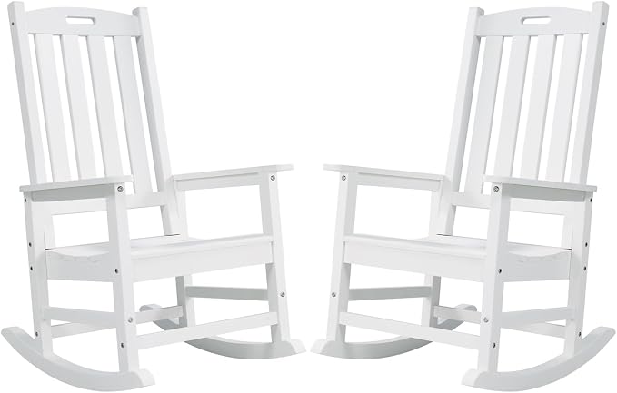 Outdoor Rocking Chairs Set of 2, Oversized Porch Rocker | Weather Resistant by PsilvamGardenFurniture