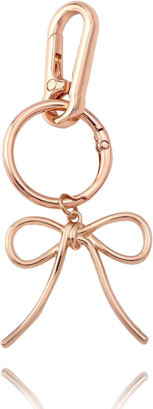 Sparkly Bow Bag Charm Keychain - Rhinestone Bow Key Chain for Women - Cute Purse Handbag Charms Accessories
