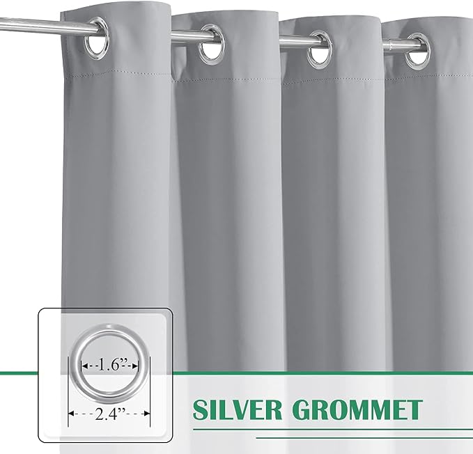 Waterproof Curtains for Patio W100 x L84 Inch Silver Grey, 1 Panel | Extra Wide - Image 2