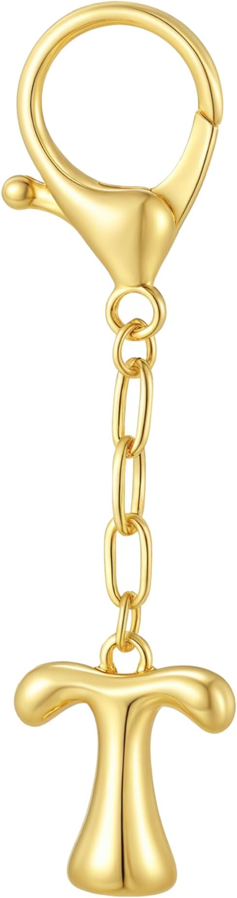 Gold Bubble Initial Keychain Charm for Women Chunky Bag Purse Charms A-Z Letter Key Chains for Handbag Accessories