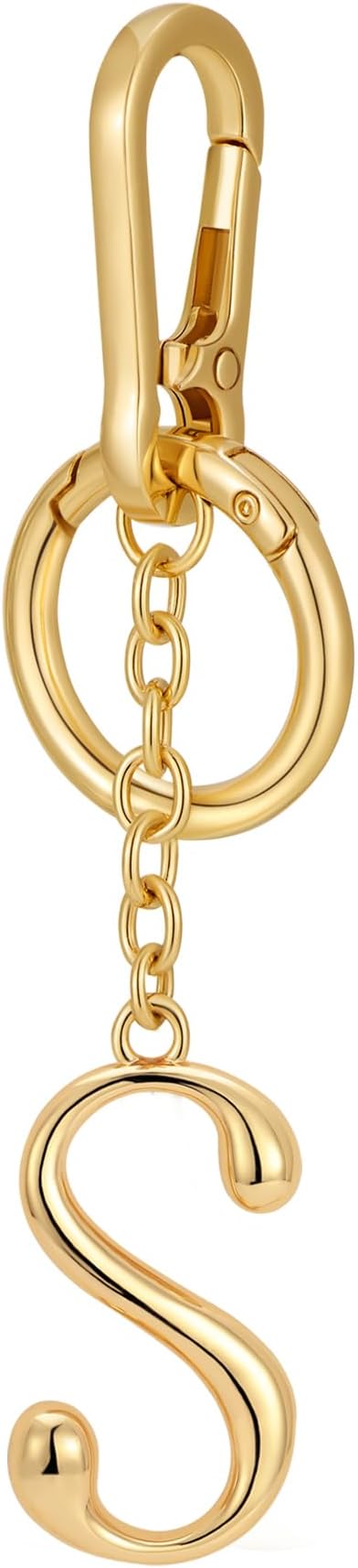 Gold Initial Keychain For Women Cute Bubble Letter Keychains Initial Bag Charm Personalized Keychain Accessories Gift