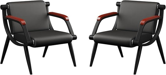 wonline Office Waiting Room Chairs Set of 2 Black Reception Guest Chairs with Arms Lobby & Waiting Room Furniture for Clinic, Hospital, Airport, Salon, Bank, Barber