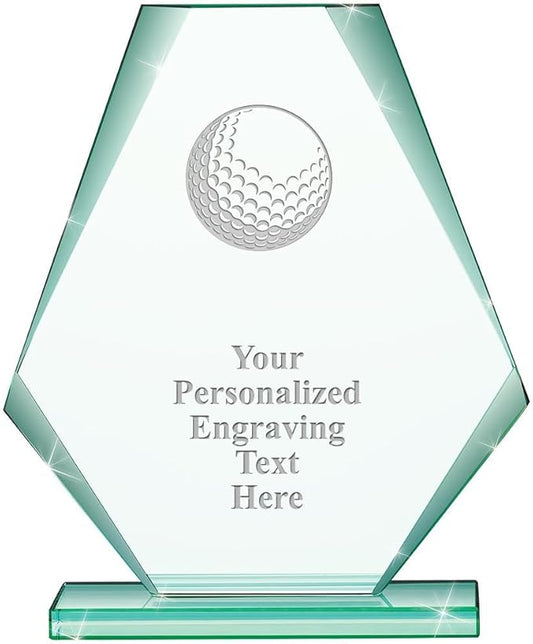 6" Jade Pyramid Crystal Award with Custom Engraving - Personalized Corporate Trophy Awards