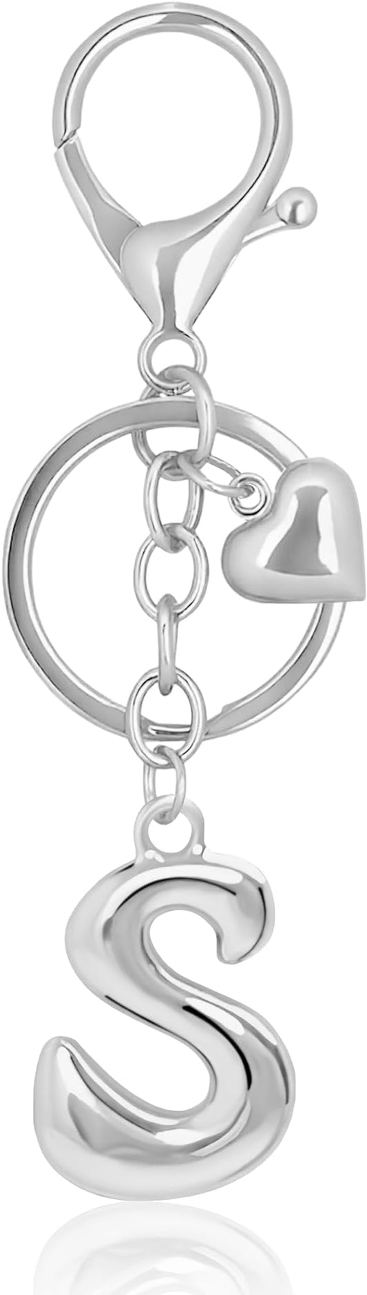 Gold Bubble Heart, Cherry, Bow & More Designs Letter Initial Keychain Bag Charms – Cute Purse Charms for Handbags