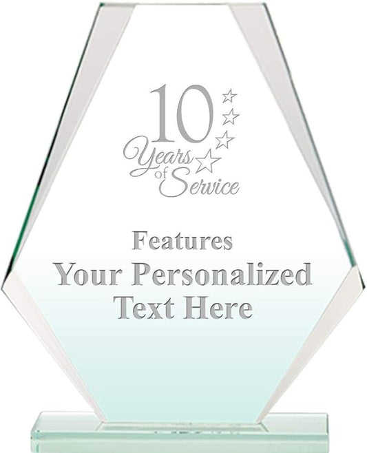 6" Jade Pyramid Crystal Award with Custom Engraving - Personalized Corporate Trophy Awards