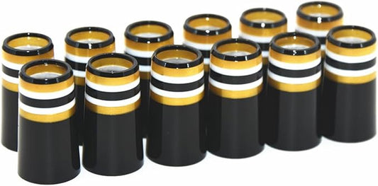 12pcs Premium Gold/White/Black Stripes Golf Iron Ferrules .370 Universal Ferrules Caps for Carbon Fiber Golf Iron Shaft