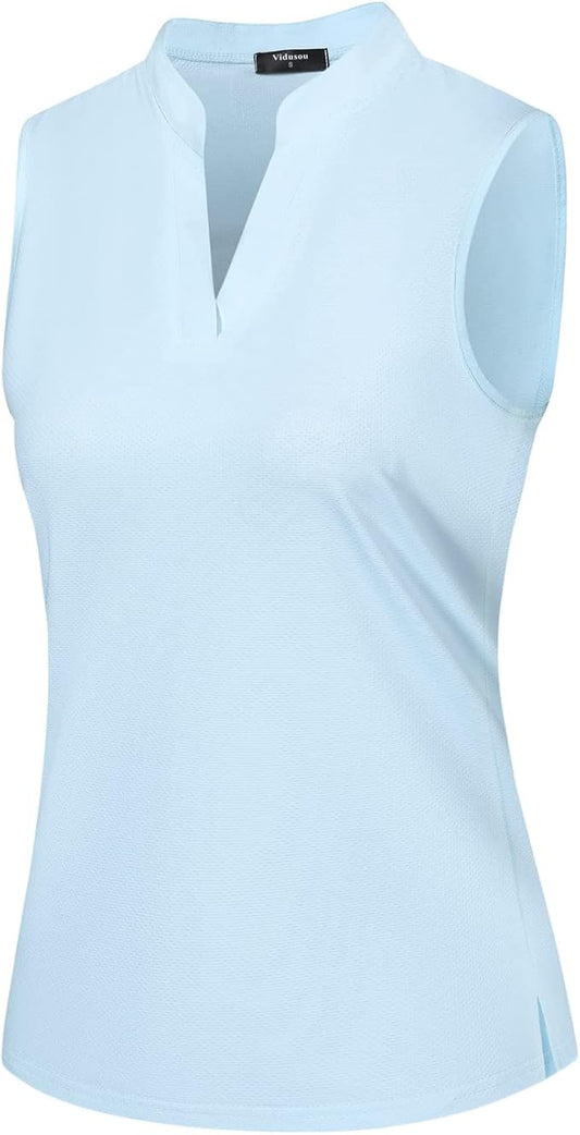 Womens Sleeveless Golf Polo Shirts Lightweight Tennis Sport Tops