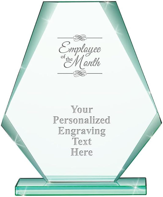 6" Jade Pyramid Crystal Award with Custom Engraving - Personalized Corporate Trophy Awards