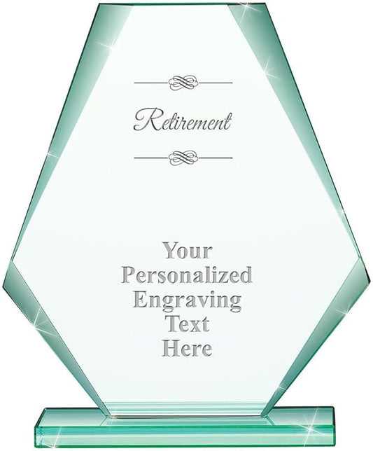 6" Jade Pyramid Crystal Award with Custom Engraving - Personalized Corporate Trophy Awards