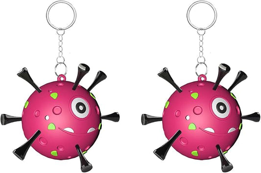 Golf Tee Holder, Portable Golf Ball Tees Holder with Novelty Keychain Accessory for Golf Club Bag, Golf Gift Accessories for Golfer Men Women, Fits 3 1/4, 2 3/4, 1 1/2 Tees