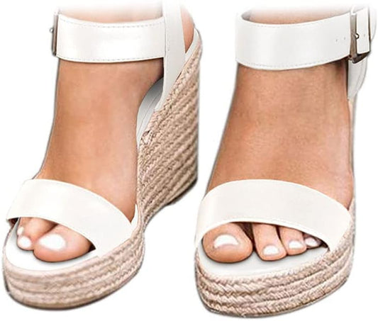 VICKI·VICKI Wedges for Women Platform Sandals Wedge Heels for Sandals Comfortable Summer Espadrille Shoes Ankle Strap&Open Toe