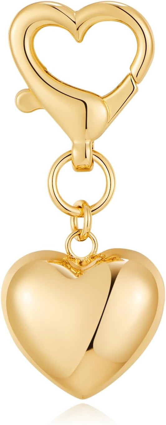 Gold Charm Heart Keychain for Women Bagchain Gold Fashion Keychains Accessories