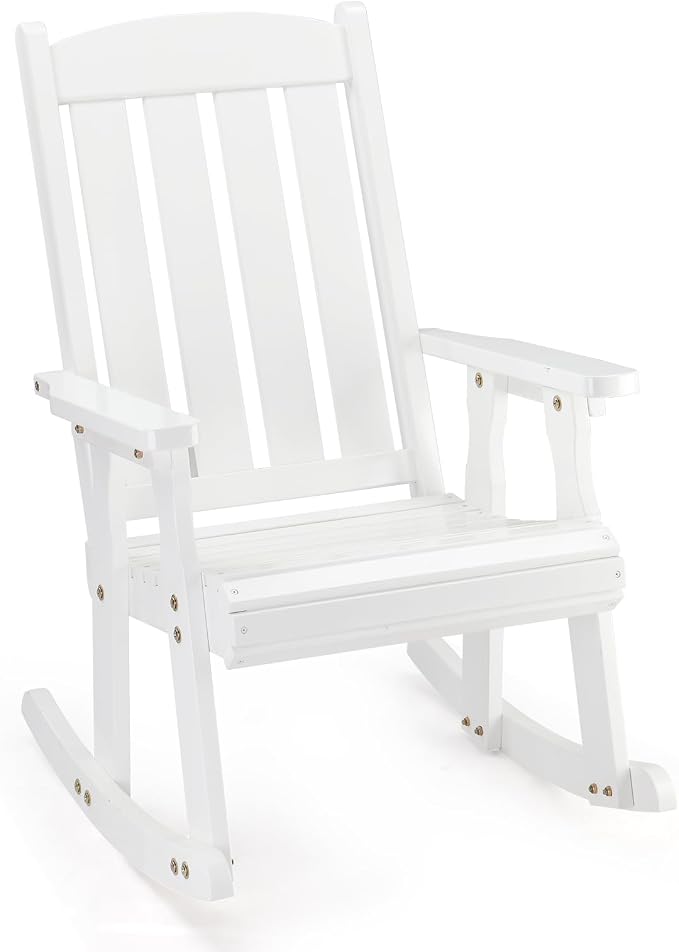 VINGLI Outdoor Rocking Chair, Heavy Duty 600 LBS Wooden Rocker, Weatherproof by VINGLI