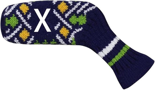 Scott Edward 1/7/10 Pcs Knitted Golf Club Head Covers for Irons Wedge Cuteness and Basically Socks Shape Washable Golf Club Head Protector on Pattern Style Double Sided Customized