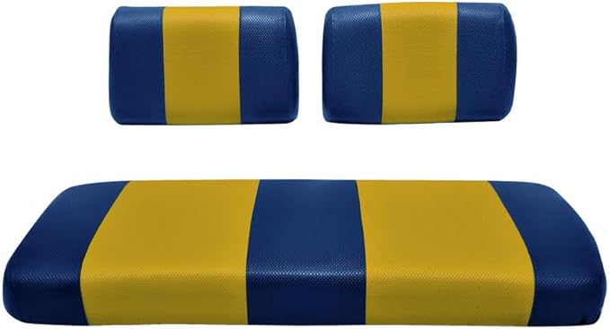 Seat Cover Replacement for Yamaha G-2/G-9 Golf Cart - Front Bench Seat - Premium Marine Vinyl -5 Panel Stitching - Staple On Installation - Two-Tone Golf Cart Seat Covers (Blue & Gold)