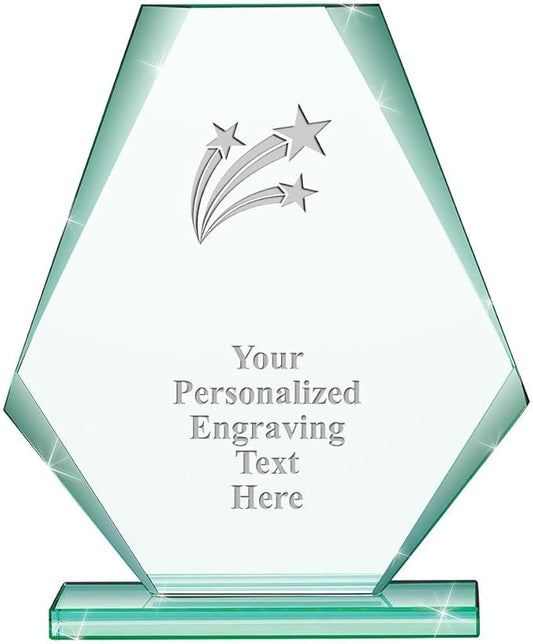6" Jade Pyramid Crystal Award with Custom Engraving - Personalized Corporate Trophy Awards