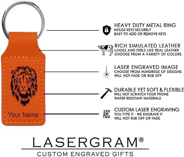 LaserGram Rectangle Keychain, Coat of Arms Germany, Personalized Engraving Included (Orange)