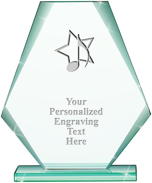 6" Jade Pyramid Crystal Award with Custom Engraving - Personalized Corporate Trophy Awards