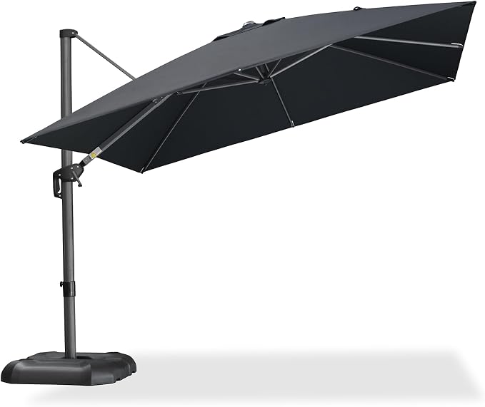 PURPLE LEAF Patio Umbrella Outdoor 10' x 10' Square Easy Assembly Black | Built - Image 2