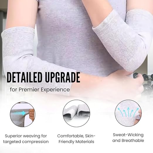 Wonder Care Bamboo Elbow Support Compression Sleeve for Tennis, Golf Elbow, Joint Pain Relief, White, Pack of 2 (Large)